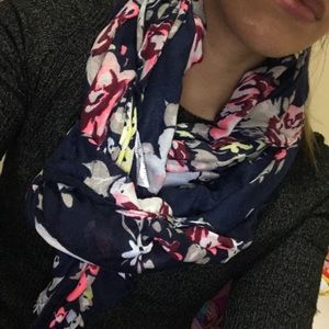 Navy blue floral scarf